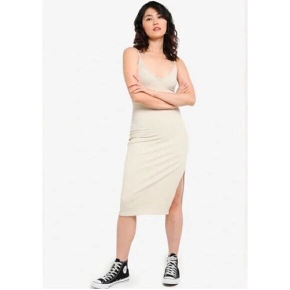 Abercrombie & Fitch Soft Collection Ribbed Seamless Side Slit Midi Dress - Picture 5 of 12